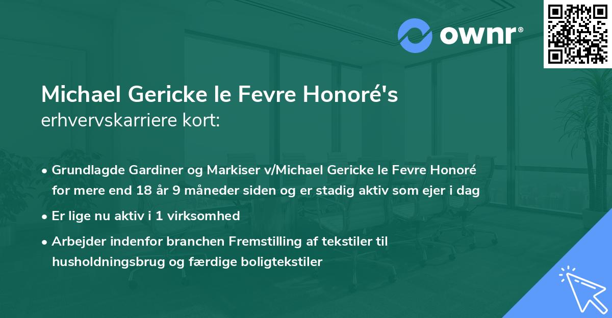 Michael Gericke le Fevre Honoré's erhvervskarriere kort