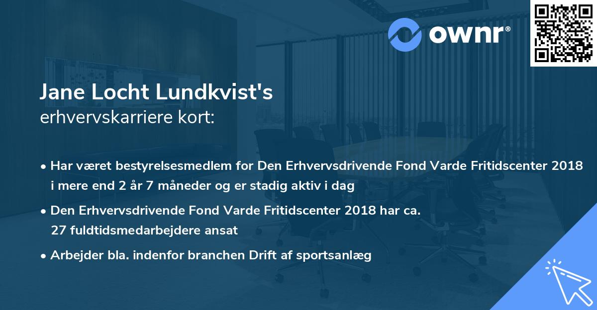 Jane Locht Lundkvist's erhvervskarriere kort