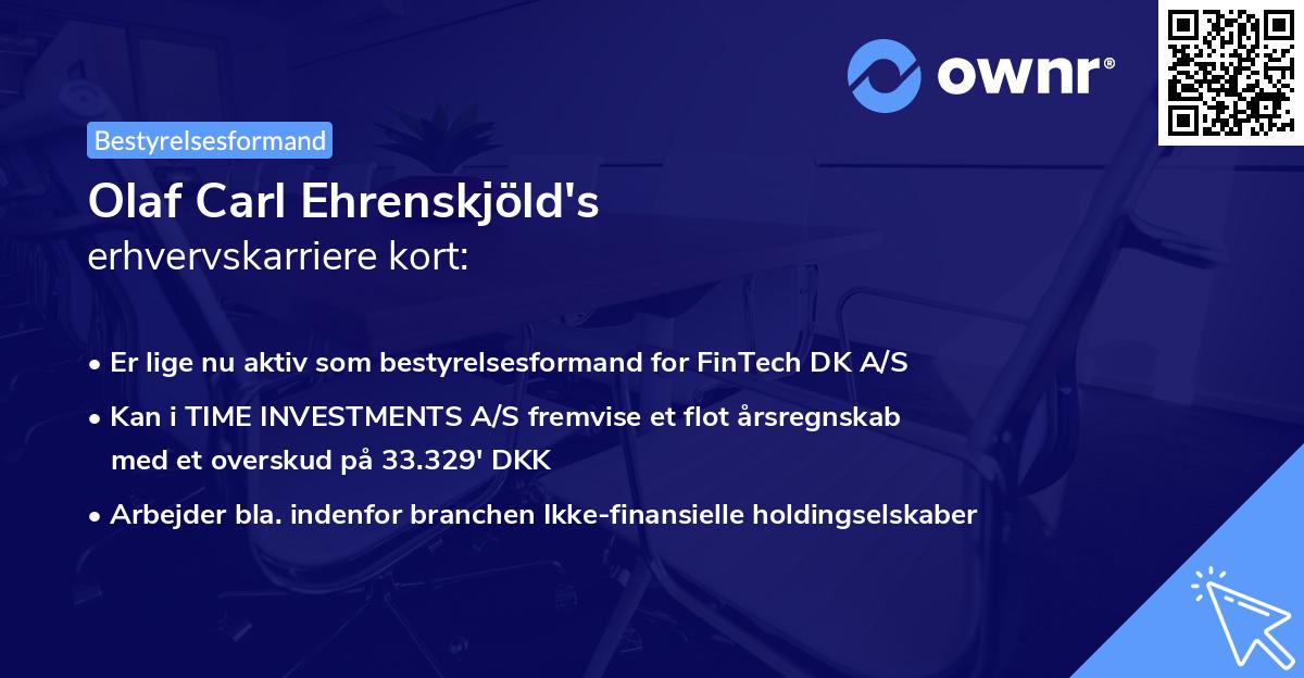 Olaf Carl Ehrenskjöld's erhvervskarriere kort