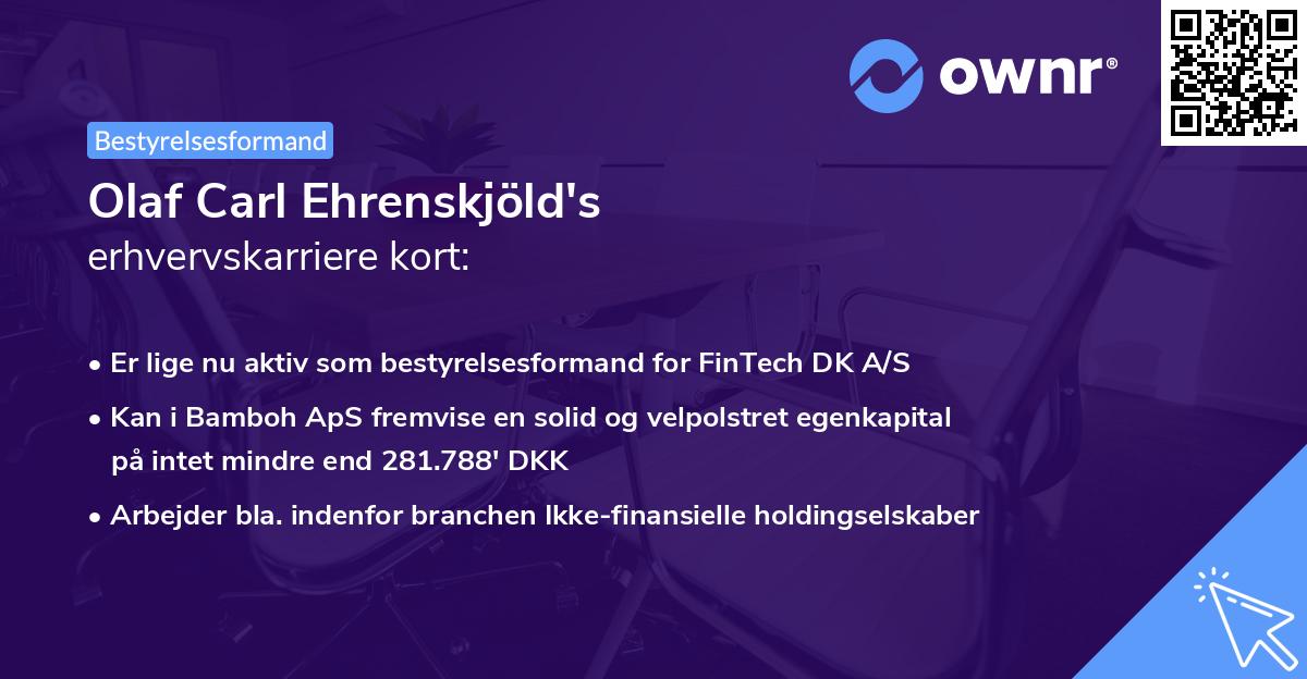 Olaf Carl Ehrenskjöld's erhvervskarriere kort
