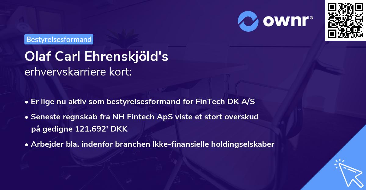 Olaf Carl Ehrenskjöld's erhvervskarriere kort