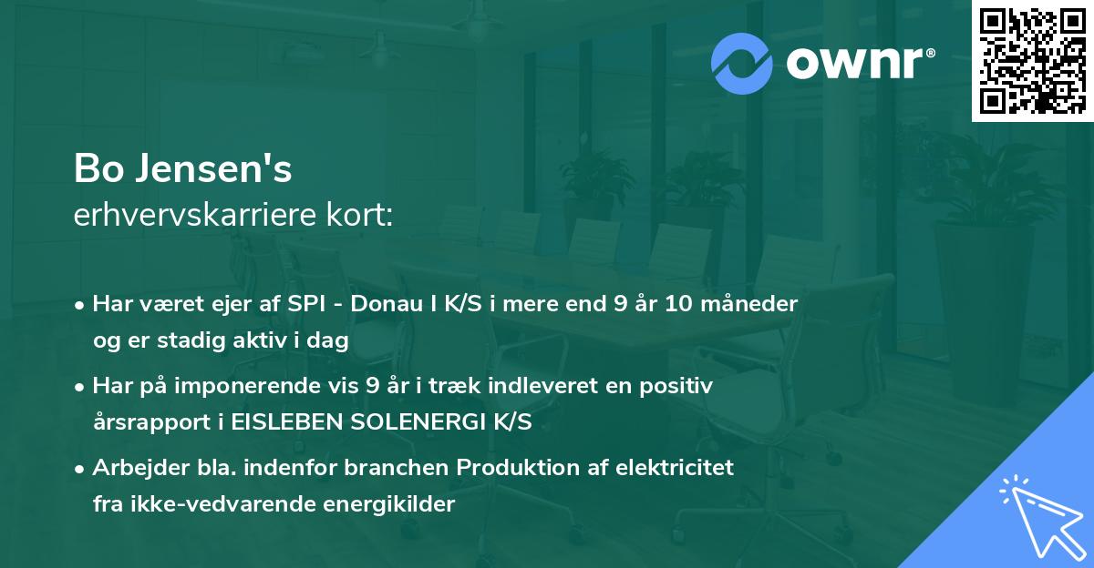 Bo Jensen's erhvervskarriere kort
