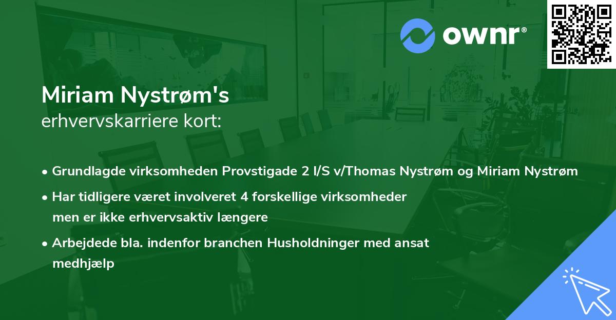 Miriam Nystrøm's erhvervskarriere kort