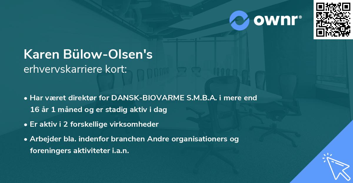Karen Bülow-Olsen's erhvervskarriere kort