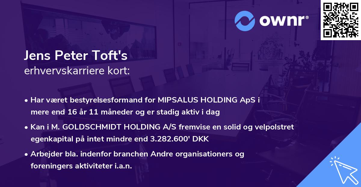 Jens Peter Toft's erhvervskarriere kort
