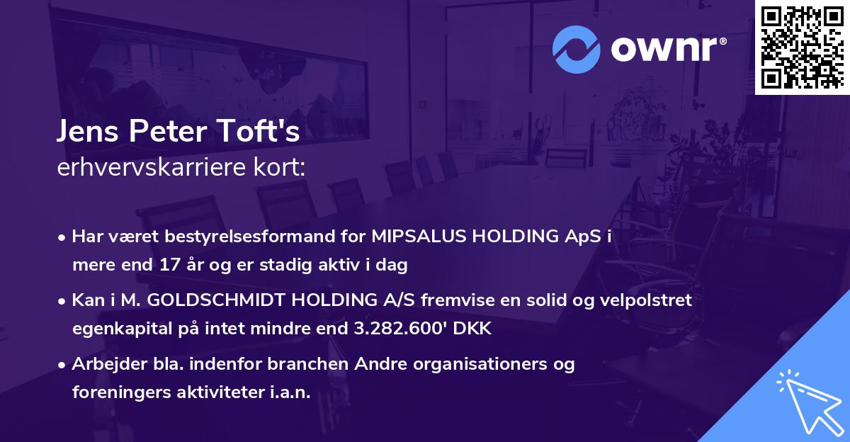 Jens Peter Toft's erhvervskarriere kort