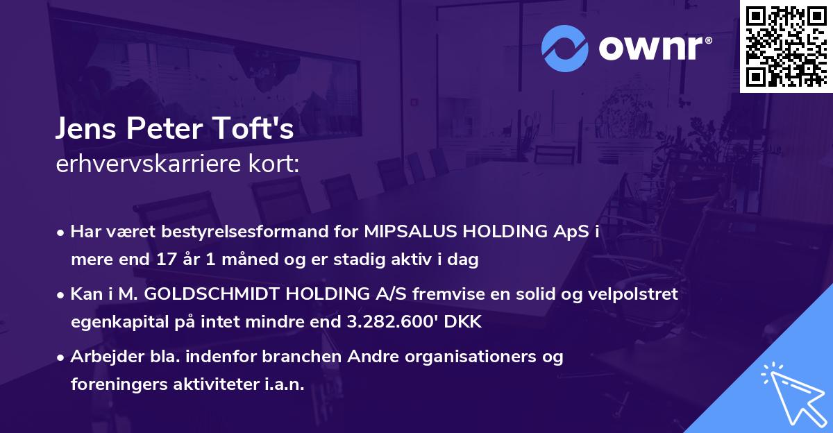 Jens Peter Toft's erhvervskarriere kort