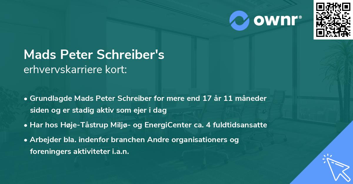 Mads Peter Schreiber's erhvervskarriere kort