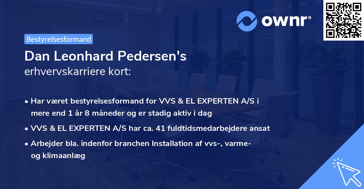 Dan Leonhard Pedersen's erhvervskarriere kort