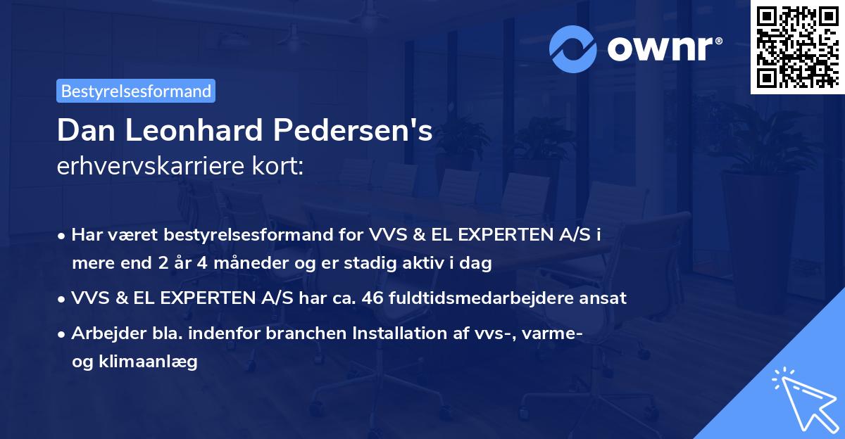 Dan Leonhard Pedersen's erhvervskarriere kort