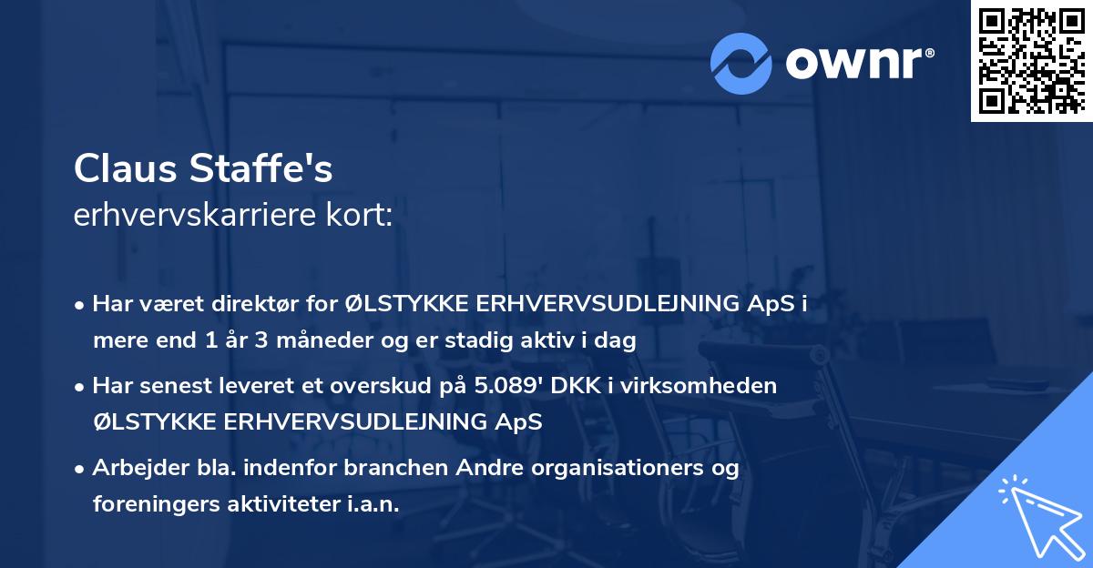 Claus Staffe's erhvervskarriere kort