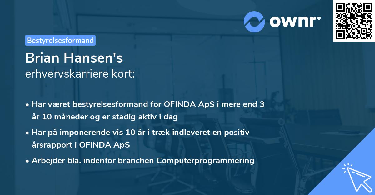 Brian Hansen's erhvervskarriere kort