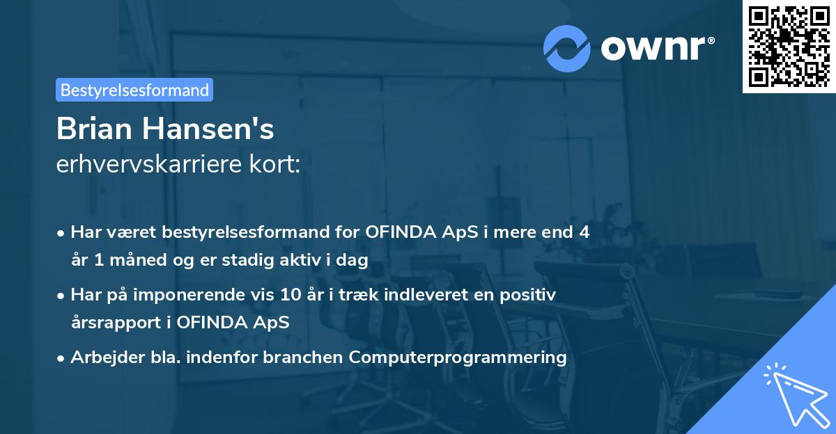 Brian Hansen's erhvervskarriere kort