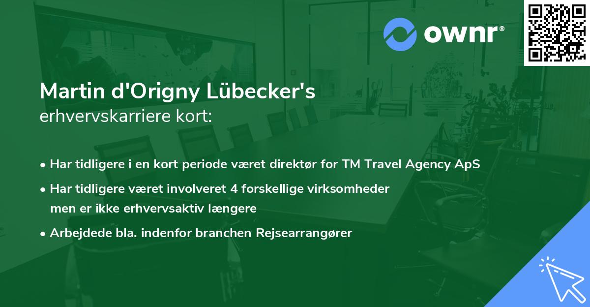 Martin d'Origny Lübecker's erhvervskarriere kort