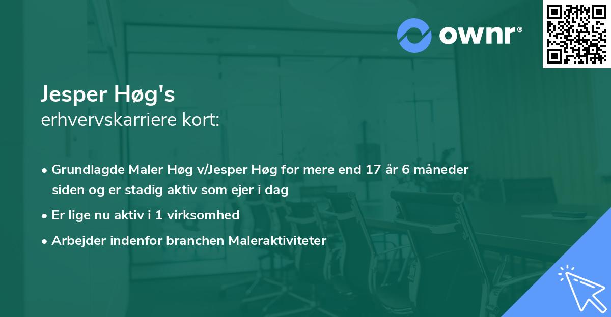 Jesper Høg's erhvervskarriere kort