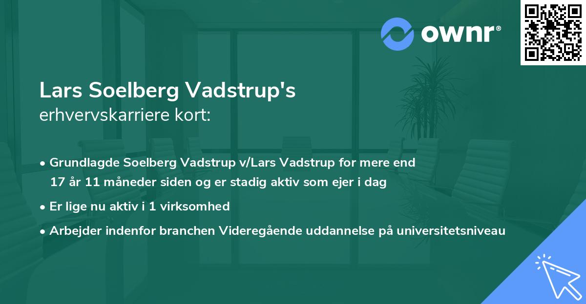 Lars Soelberg Vadstrup's erhvervskarriere kort