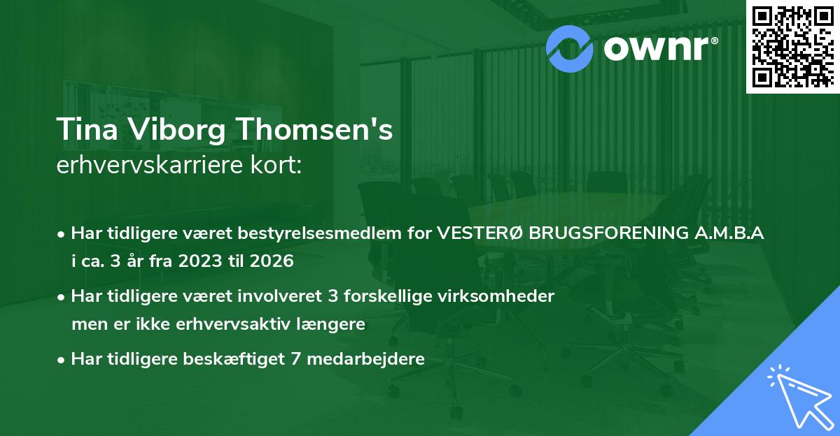 Tina Viborg Thomsen's erhvervskarriere kort