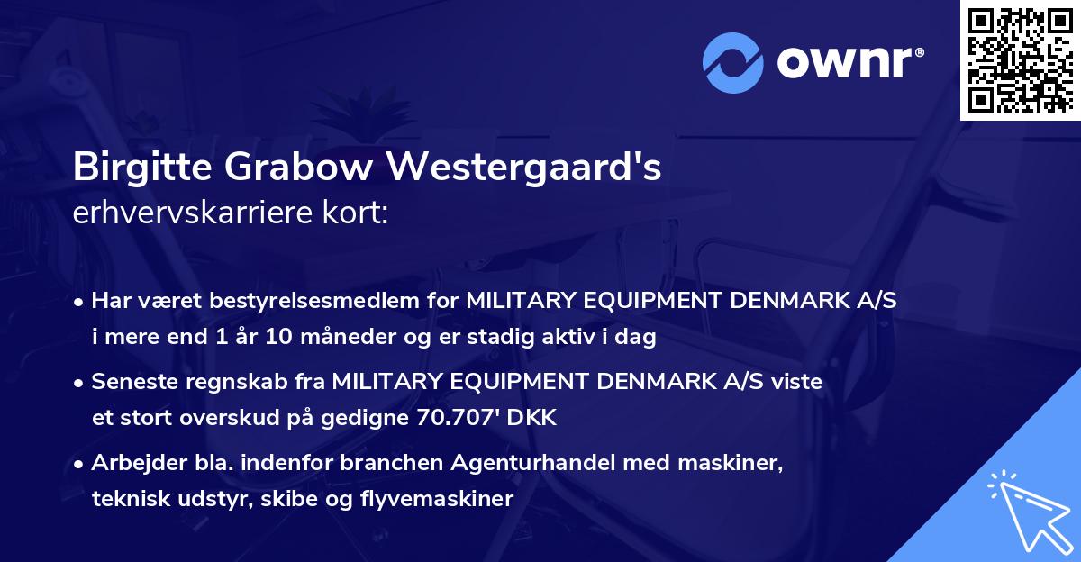 Birgitte Grabow Westergaard's erhvervskarriere kort