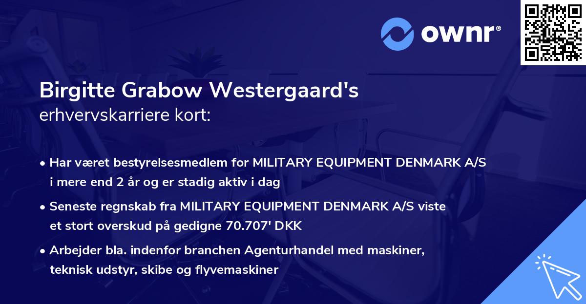 Birgitte Grabow Westergaard's erhvervskarriere kort