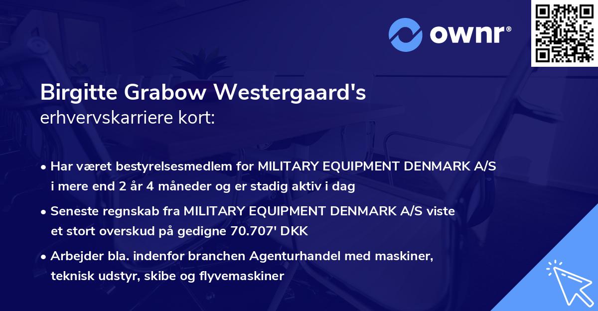 Birgitte Grabow Westergaard's erhvervskarriere kort