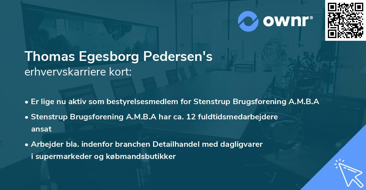 Thomas Egesborg Pedersen's erhvervskarriere kort