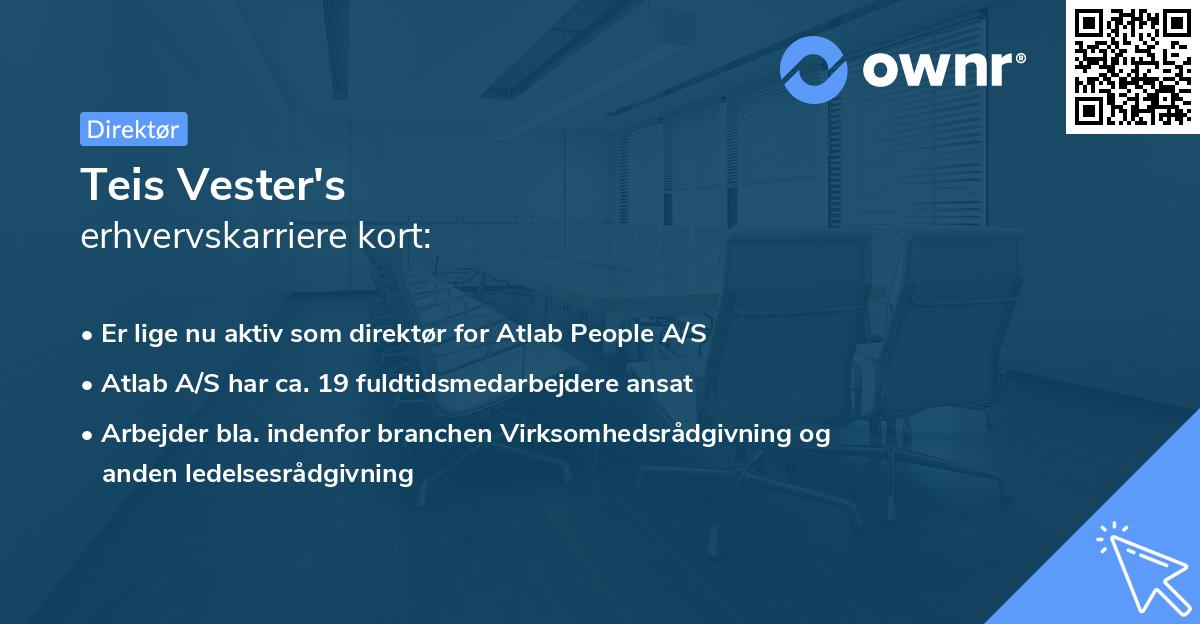 Teis Vester's erhvervskarriere kort