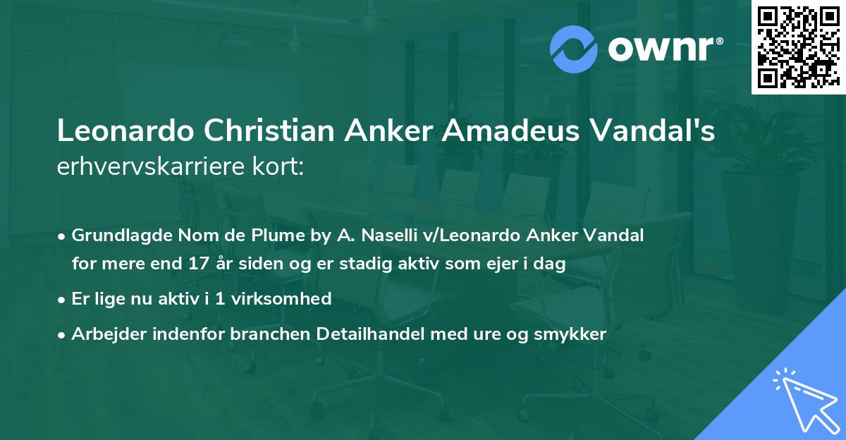 Leonardo Christian Anker Amadeus Vandal's erhvervskarriere kort