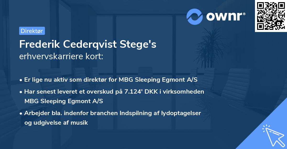 Frederik Cederqvist Stege's erhvervskarriere kort