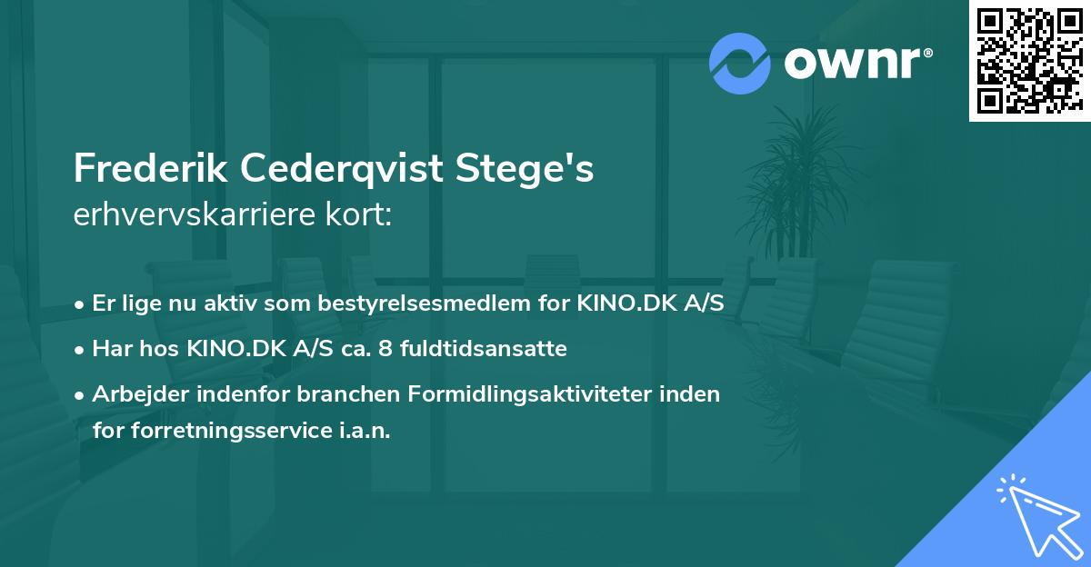 Frederik Cederqvist Stege's erhvervskarriere kort
