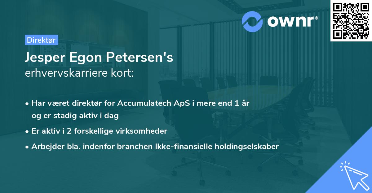 Jesper Egon Petersen's erhvervskarriere kort
