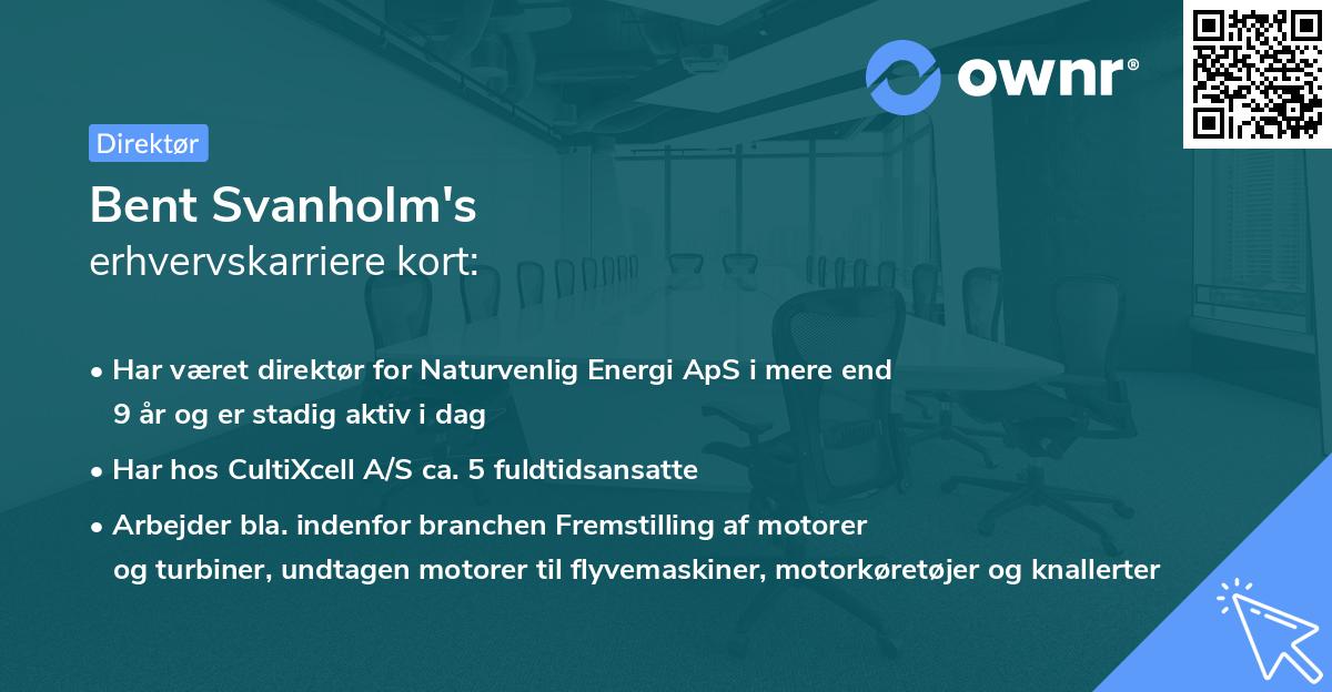 Bent Svanholm's erhvervskarriere kort
