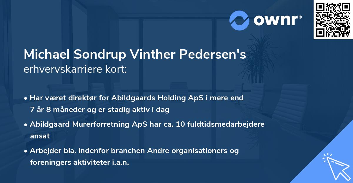 Michael Sondrup Vinther Pedersen's erhvervskarriere kort