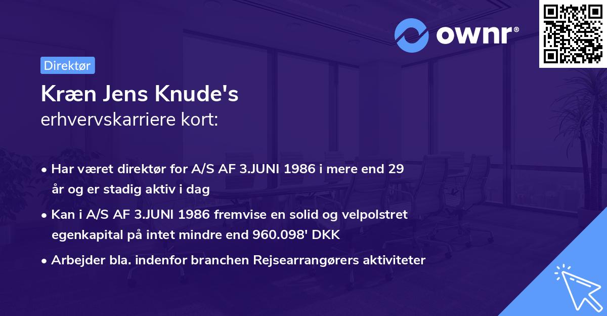 Kræn Jens Knude's erhvervskarriere kort