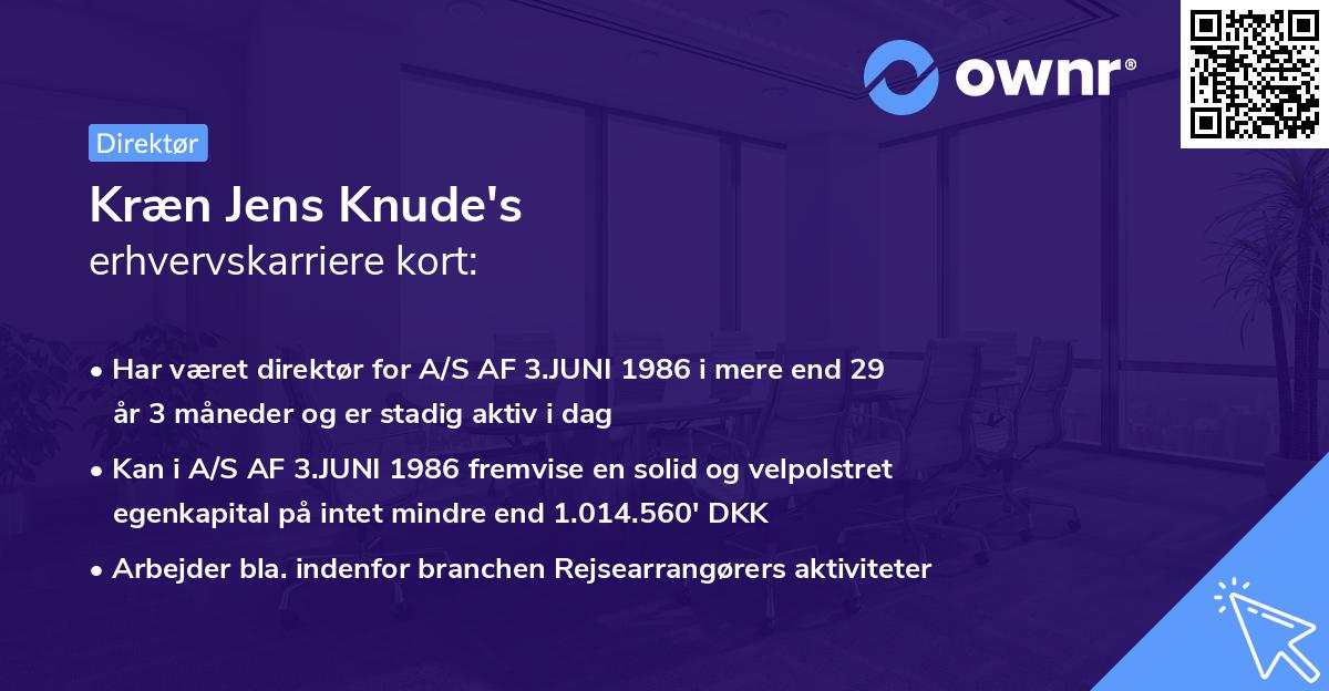 Kræn Jens Knude's erhvervskarriere kort