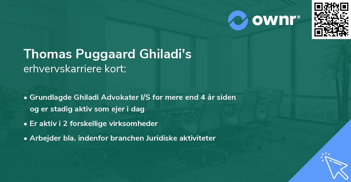 Thomas Puggaard Ghiladi's erhvervskarriere kort