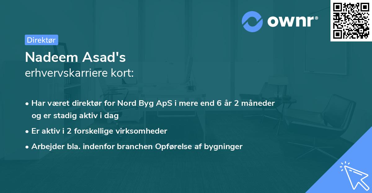 Nadeem Asad's erhvervskarriere kort