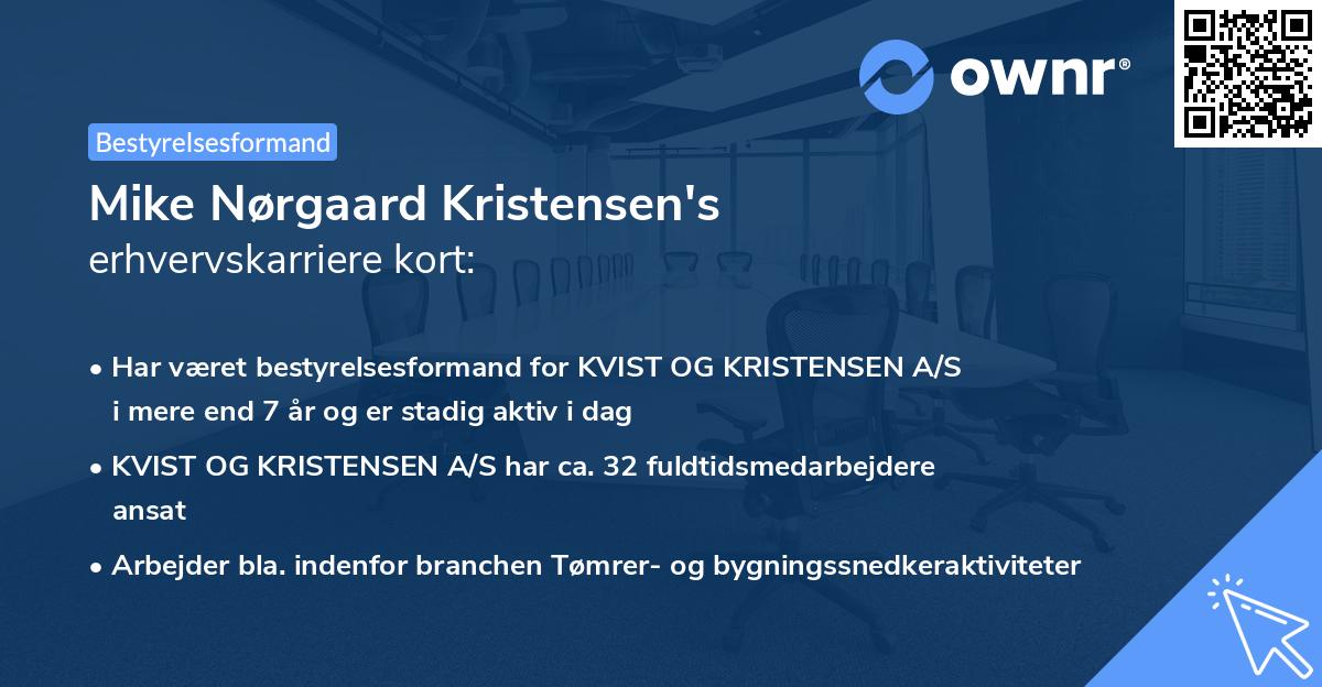 Mike Nørgaard Kristensen's erhvervskarriere kort