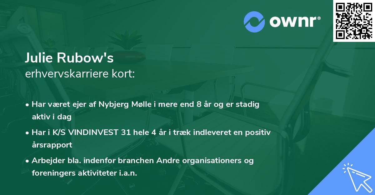 Julie Rubow's erhvervskarriere kort