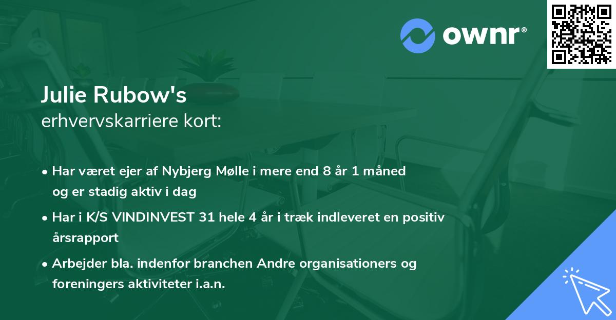 Julie Rubow's erhvervskarriere kort