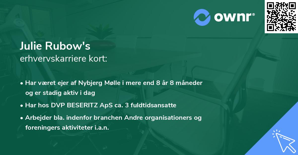 Julie Rubow's erhvervskarriere kort