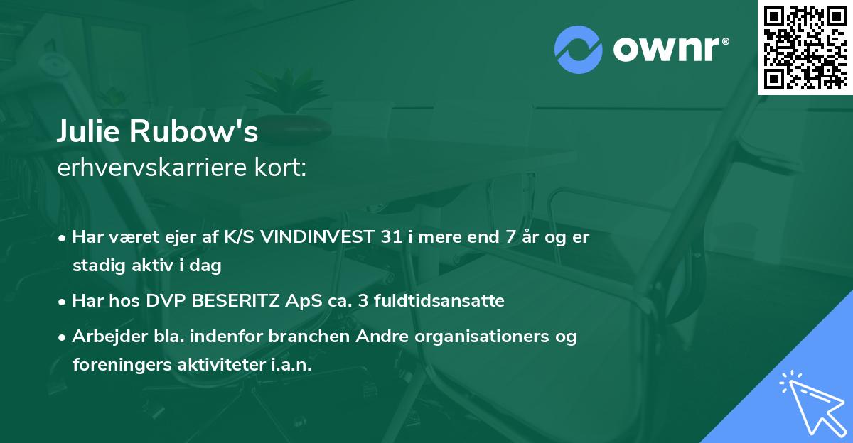 Julie Rubow's erhvervskarriere kort