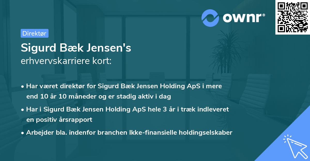 Sigurd Bæk Jensen's erhvervskarriere kort