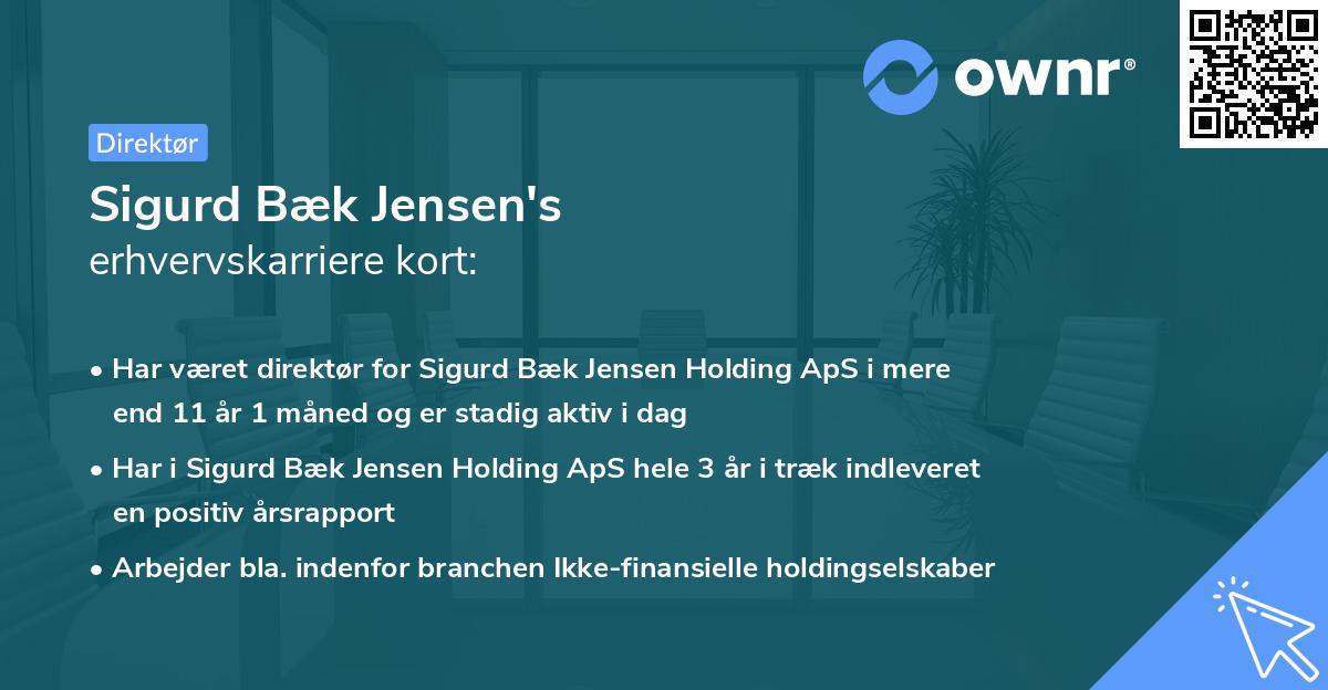 Sigurd Bæk Jensen's erhvervskarriere kort