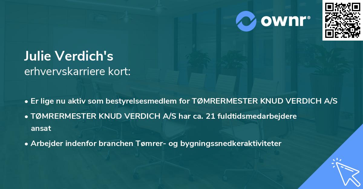 Julie Verdich's erhvervskarriere kort