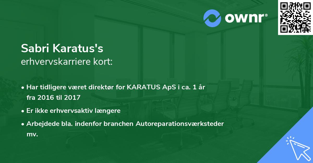Sabri Karatus's erhvervskarriere kort