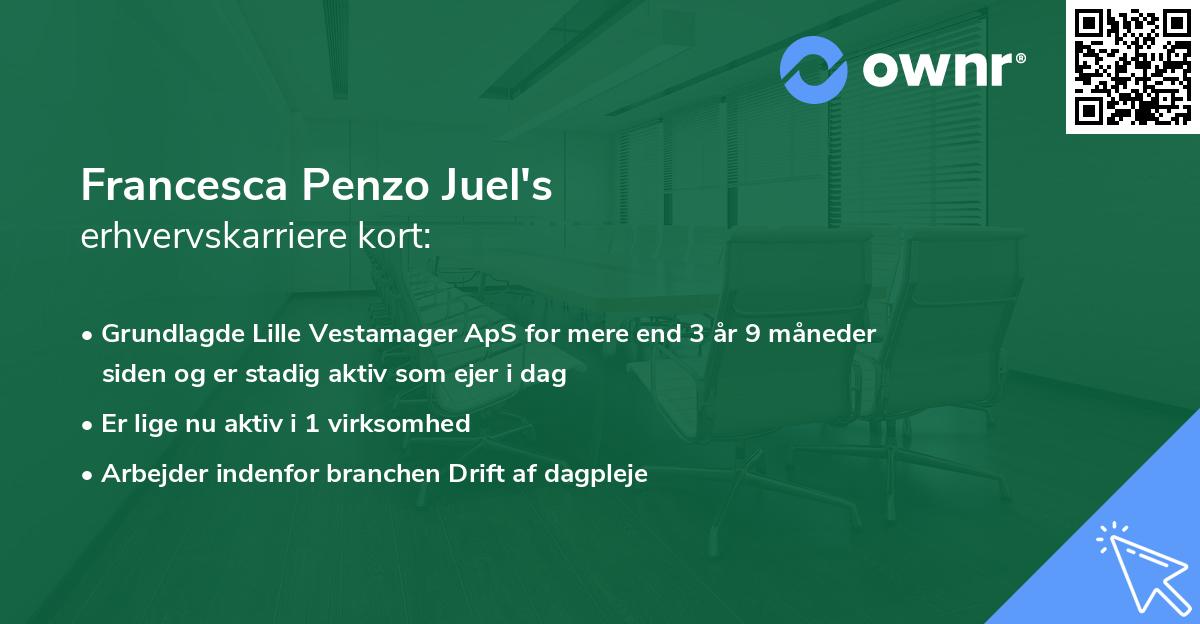 Francesca Penzo Juel's erhvervskarriere kort