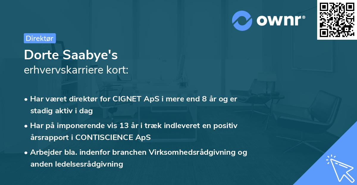 Dorte Saabye's erhvervskarriere kort