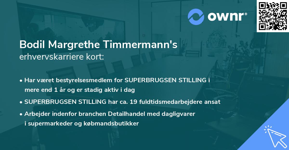 Bodil Margrethe Timmermann's erhvervskarriere kort