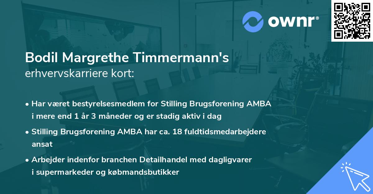 Bodil Margrethe Timmermann's erhvervskarriere kort
