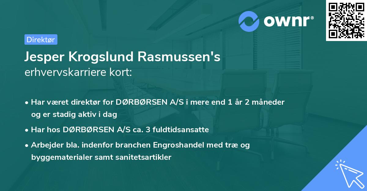 Jesper Krogslund Rasmussen's erhvervskarriere kort